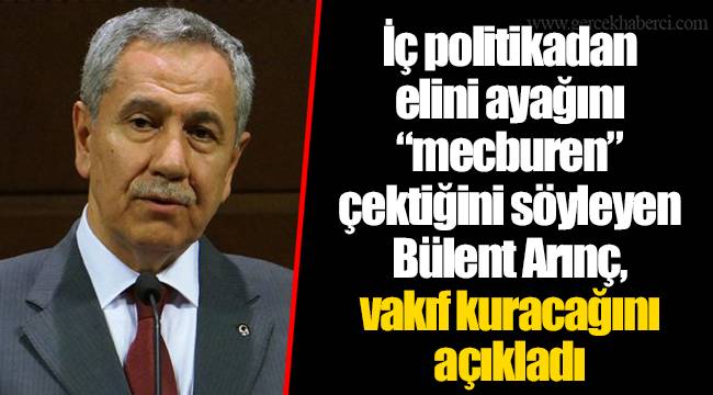 İç politikadan elini ayağını “mecburen” çektiğini söyleyen Bülent Arınç, vakıf kuracağını açıkladı
