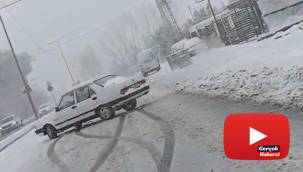 Karda bile “drift” yapan sürücüler kamerada
