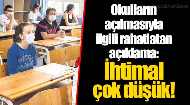 Okulların açılmasıyla ilgili rahatlatan açıklama: İhtimal çok düşük!