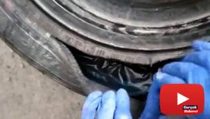 Otomobil lastiğinden bir kilo kokain çıktı