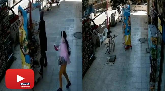 Rüzgarın sürüklediği stant gülümsetti