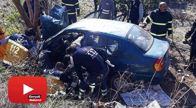 Şarampole uçan aracın sürücüsü hayatını kaybetti, eşi yaralandı