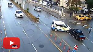 Trafik kazası kameralara böyle yansıdı