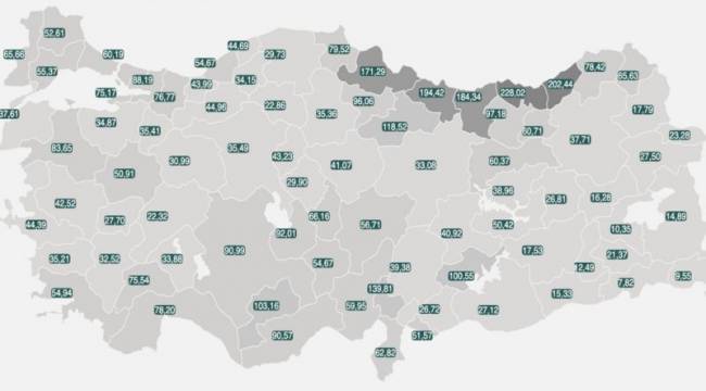 Türkiye'de geçen hafta koronavirüs vaka sayısı oranı en yüksek ve en düşük iller hangileri?