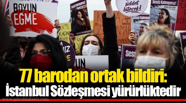 77 barodan ortak bildiri: İstanbul Sözleşmesi yürürlüktedir
