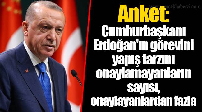 Anket: Cumhurbaşkanı Erdoğan'ın görevini yapış tarzını onaylamayanların sayısı, onaylayanlardan fazla