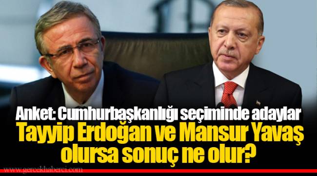 Anket: Cumhurbaşkanlığı seçiminde adaylar Tayyip Erdoğan ve Mansur Yavaş olursa sonuç ne olur?