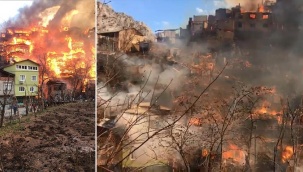 Artvin Yusufeli'nde yangın; 50'ye yakın eve sıçradı, söndürme çalışmaları sürüyor