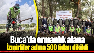 Buca'da ormanlık alana İzmirliler adına 500 fidan dikildi