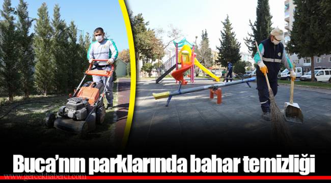 Buca’nın parklarında bahar temizliği 