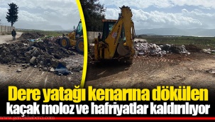Dere yatağı kenarına dökülen kaçak moloz ve hafriyatlar kaldırılıyor