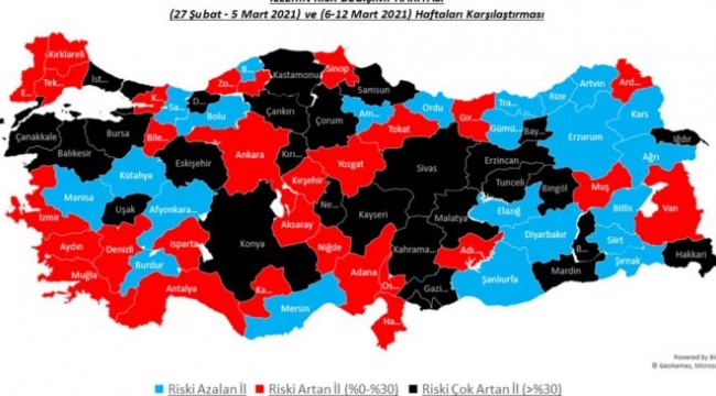İşte Sağlık Bakanlığı’nın yayımlamadığı güncel Türkiye risk haritası: Risk 58 ilde arttı