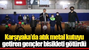 Karşıyaka’da atık metal kutuyu getiren gençler bisikleti götürdü