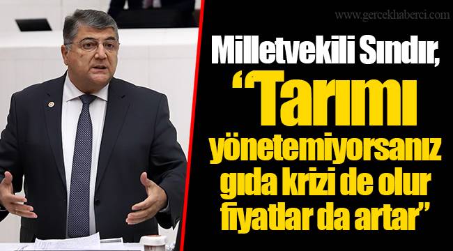 Milletvekili Sındır, “Tarımı yönetemiyorsanız gıda krizi de olur fiyatlar da artar”