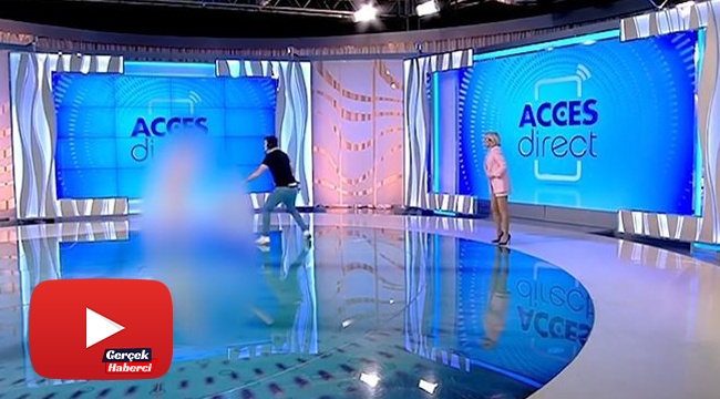 Romanya’da çıplak bir kadın canlı yayında sunucuya saldırdı