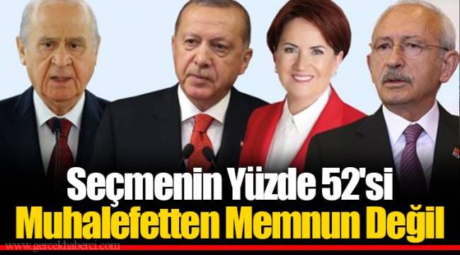 Seçmenin Yüzde 52'si Muhalefetten Memnun Değil