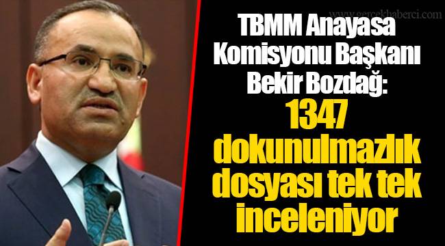 TBMM Anayasa Komisyonu Başkanı Bekir Bozdağ: 1347 dokunulmazlık dosyası tek tek inceleniyor