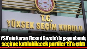YSK’nin kararı Resmi Gazete’de yayımlandı, seçime katılabilecek partiler 19’a çıktı