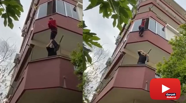 Anahtarı içeride unutan gencin tehlikeli eve giriş yöntemi
