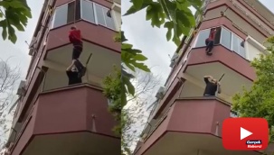 Anahtarı içeride unutan gencin tehlikeli eve giriş yöntemi