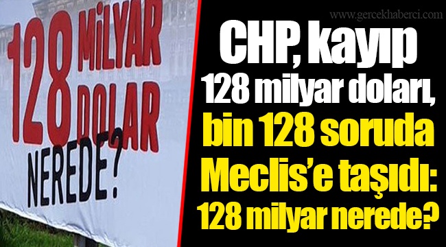 CHP, kayıp 128 milyar doları, bin 128 soruda Meclis’e taşıdı: 128 milyar nerede?