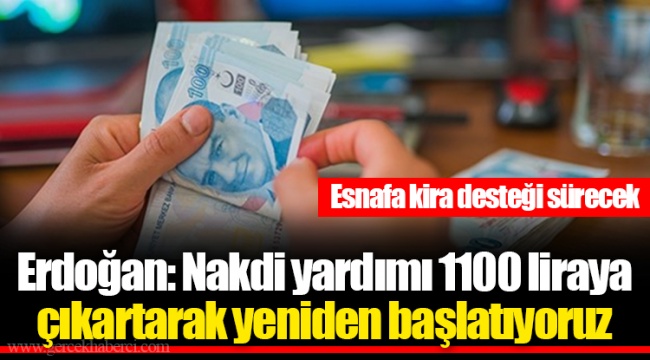 Erdoğan: Nakdi yardımı 1100 liraya çıkartarak yeniden başlatıyoruz