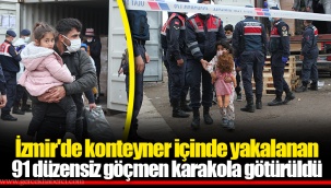 İzmir'de konteyner içinde yakalanan 91 düzensiz göçmen karakola götürüldü