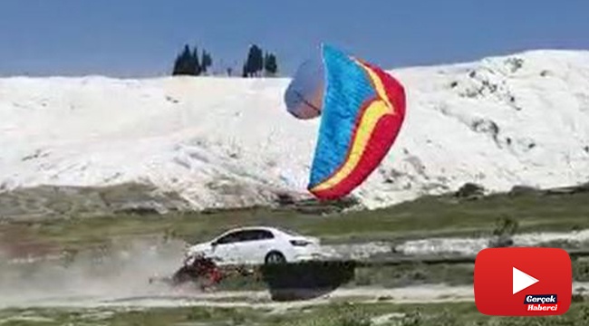 Kanadı kapanan paramotor zemine çakıldı