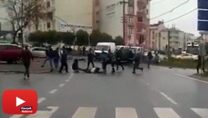 Kaza sonrası silahlar patladı, tekmeler havada uçuştu