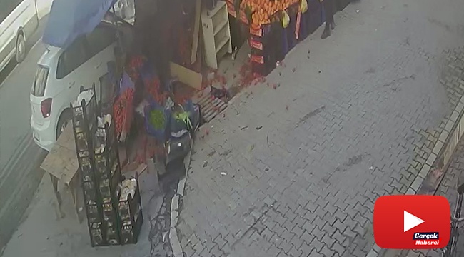 Manava arabanın dalma anı güvenlik kamerasında