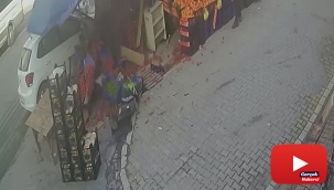 Manava arabanın dalma anı güvenlik kamerasında