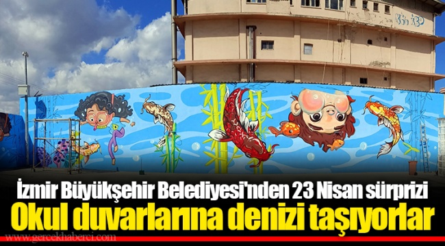 Okul duvarlarına denizi taşıyorlar
