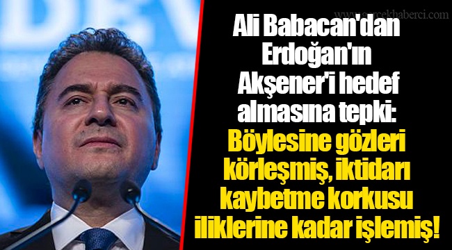 Ali Babacan'dan Erdoğan'ın Akşener'i hedef almasına tepki: Böylesine gözleri körleşmiş, iktidarı kaybetme korkusu iliklerine kadar işlemiş!