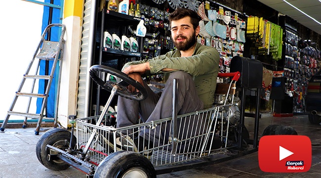 Alışveriş sepetinden araba yaptı: 120 km hız yapabiliyor