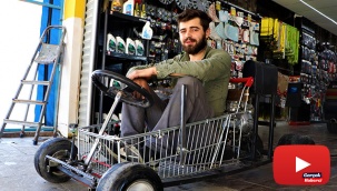 Alışveriş sepetinden araba yaptı: 120 km hız yapabiliyor