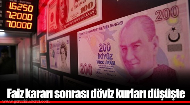 Faiz kararı sonrası döviz kurları düşüşte