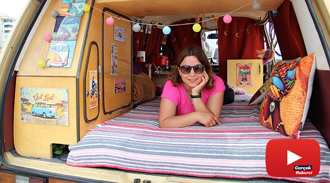 Genç hemşire klasik otomobil ile karavan hayalini birleştirdi, evi karavanı oldu