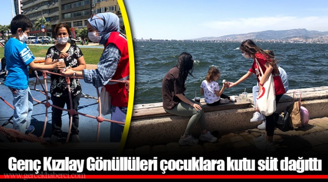 Genç Kızılay Gönüllüleri çocuklara kutu süt dağıttı
