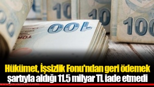 Hükümet, İşsizlik Fonu'ndan geri ödemek şartıyla aldığı 11.5 milyar TL iade etmedi
