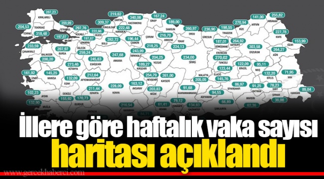 İllere göre haftalık vaka sayısı haritası açıklandı