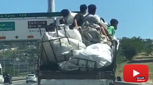 Kamyonet kasasındaki tehlikeli yolculuk kamerada