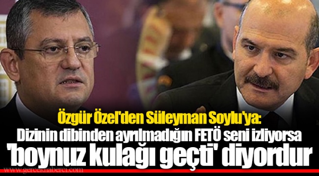 Özgür Özel'den Süleyman Soylu'ya: Dizinin dibinden ayrılmadığın FETÖ seni izliyorsa 'boynuz kulağı geçti' diyordur