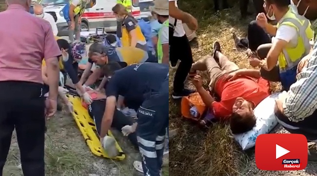 Şarampole yuvarlanan araçta can pazarı yaşandı