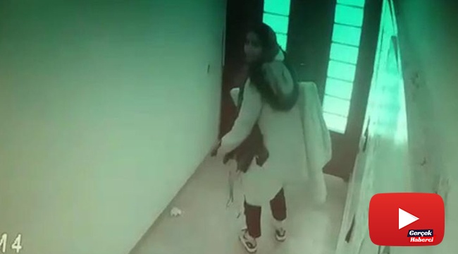 Teknolojik alet hırsızı kadın kamerada