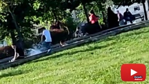 Arnavutköy’de çocukların tehlikeli süs havuzu eğlencesi kamerada