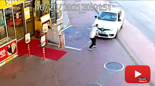 Benzin istasyonunda gazeteciye önce çarptı, sonra kaçtı