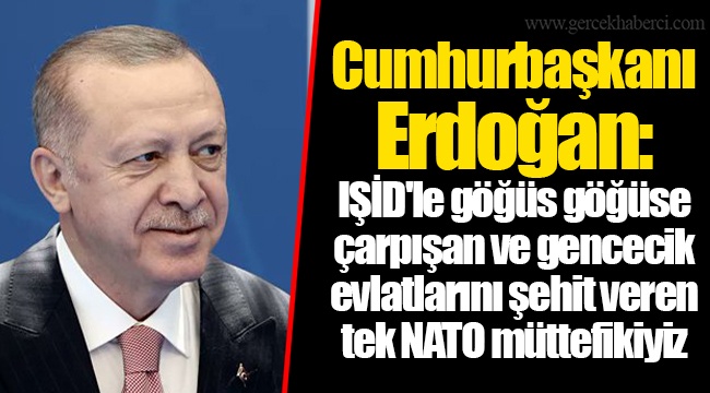 Cumhurbaşkanı Erdoğan: IŞİD'le göğüs göğüse çarpışan ve gencecik evlatlarını şehit veren tek NATO müttefikiyiz