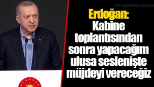 Erdoğan: Kabine toplantısından sonra yapacağım ulusa seslenişte müjdeyi vereceğiz