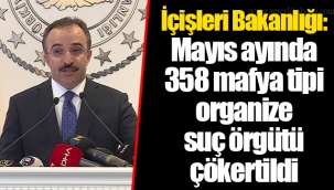 İçişleri Bakanlığı: Mayıs ayında 358 mafya tipi organize suç örgütü çökertildi