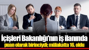 İçişleri Bakanlığı'nın iş ilanında puan olarak birinciydi; mülakatta 16. oldu